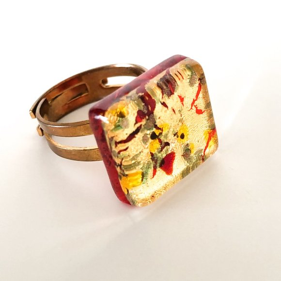 Adjustable Murano Glass Ring - Picture 3 of 13